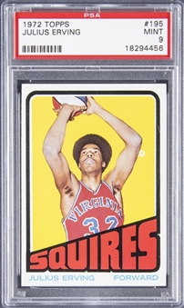 1972-73 Topps #195 Julius Erving Rookie Card – PSA MINT 9